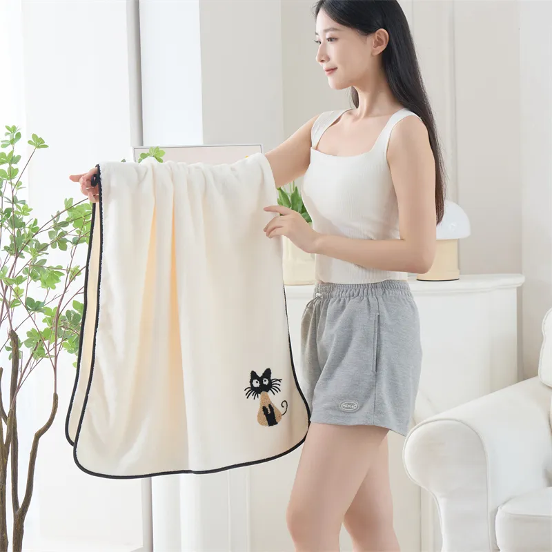 Fantti Towel Bath Towel Two Piece Set Embroidered Absorbent Non Shedding Washable Face Towel Unisex Home Use Bath Towel-7