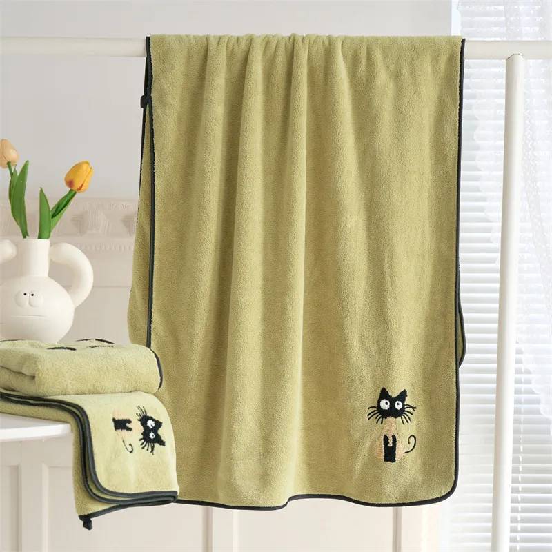 Fantti Towel Bath Towel Two Piece Set Embroidered Absorbent Non Shedding Washable Face Towel Unisex Home Use Bath Towel-3