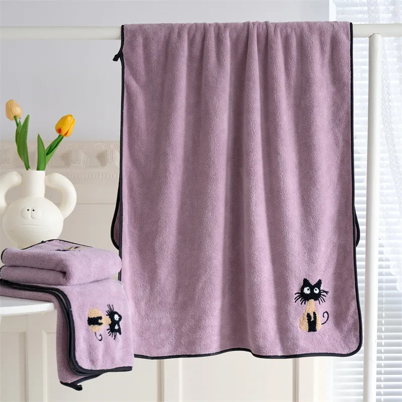 Fantti Towel Bath Towel Two Piece Set Embroidered Absorbent Non Shedding Washable Face Towel Unisex Home Use Bath Towel-16