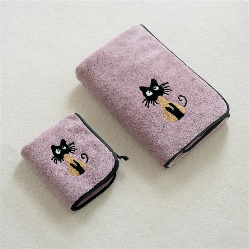 Fantti Towel Bath Towel Two Piece Set Embroidered Absorbent Non Shedding Washable Face Towel Unisex Home Use Bath Towel-15