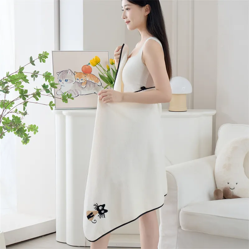 Fantti Towel Bath Towel Two Piece Set Embroidered Absorbent Non Shedding Washable Face Towel Unisex Home Use Bath Towel-8