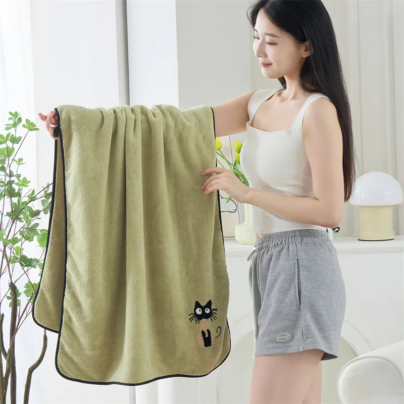 Fantti Towel Bath Towel Two Piece Set Embroidered Absorbent Non Shedding Washable Face Towel Unisex Home Use Bath Towel-1