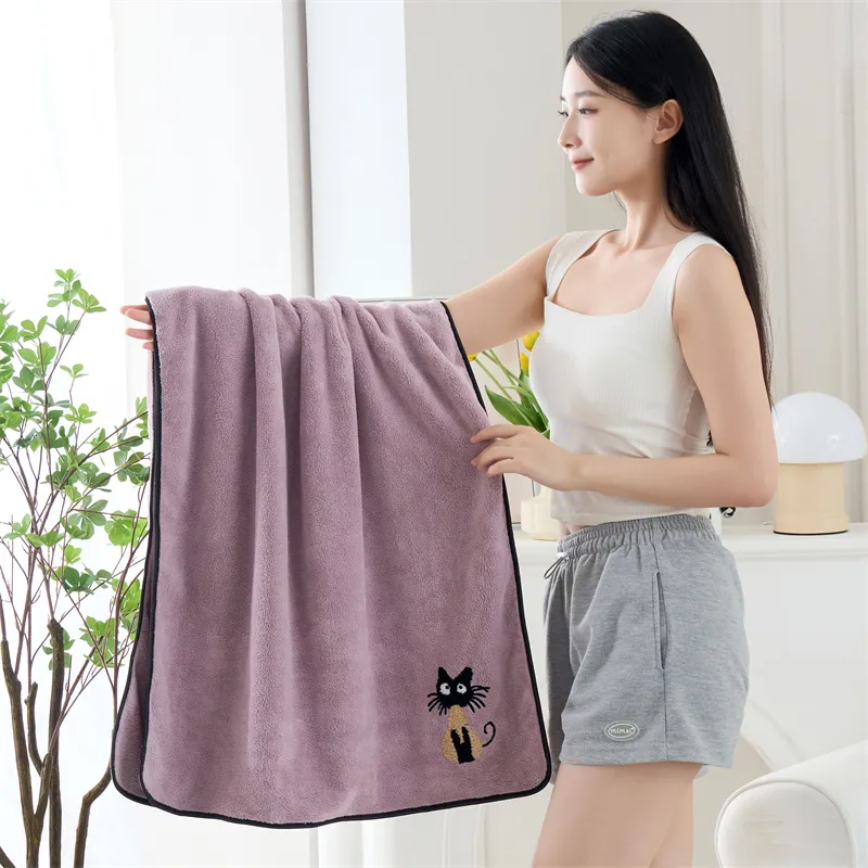Fantti Towel Bath Towel Two Piece Set Embroidered Absorbent Non Shedding Washable Face Towel Unisex Home Use Bath Towel-13