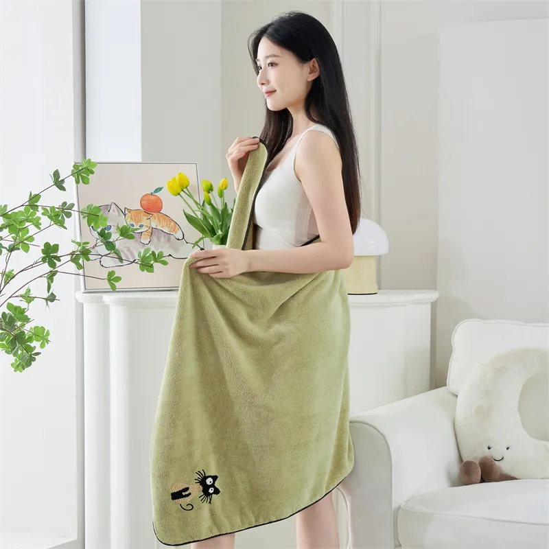 Fantti Towel Bath Towel Two Piece Set Embroidered Absorbent Non Shedding Washable Face Towel Unisex Home Use Bath Towel-2