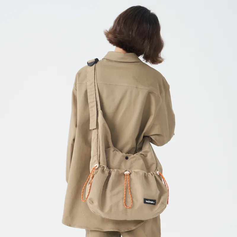 VAOPER Nylon Shoulder Bag Crescent Bag Crossbody Bag Tubas Unisex Black, Khaki-7