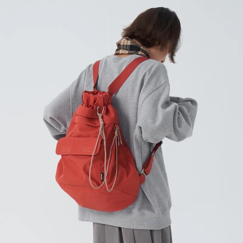 VAOPER Nylon Fabric Backpack Large Size Unisex Red/Khaki/Black-6