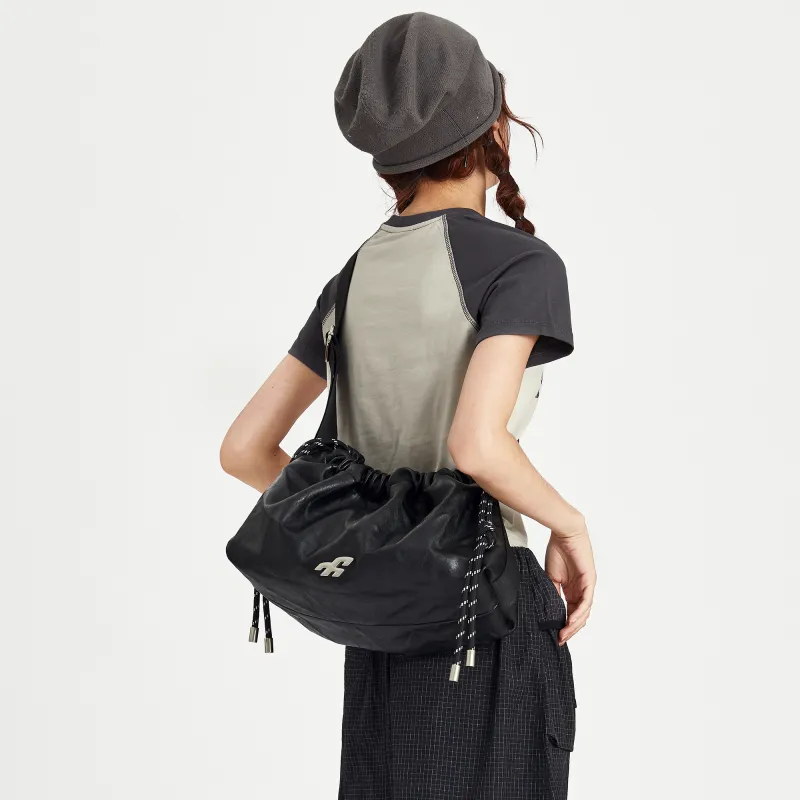 VAOPER PU Shoulder Bag Handbags Medium Size Unisex Black-2