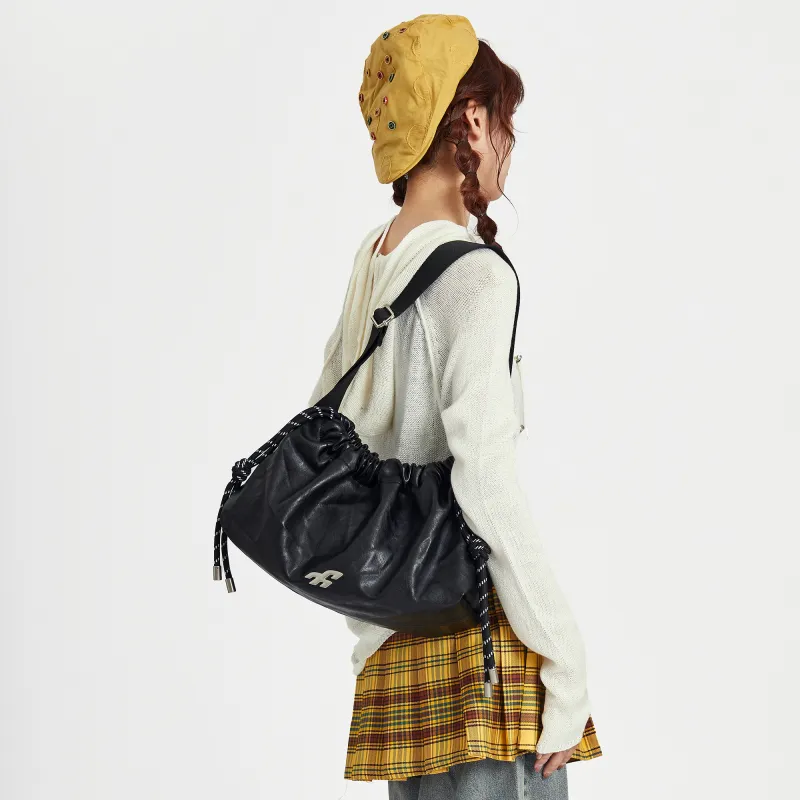 VAOPER PU Shoulder Bag Handbags Medium Size Unisex Black-1