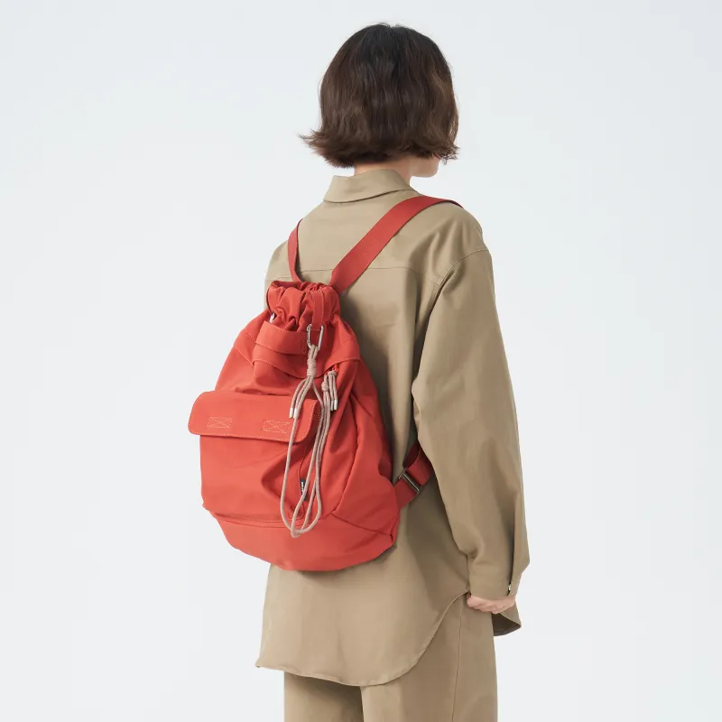 VAOPER Nylon Fabric Backpack Large Size Unisex Red/Khaki/Black-4