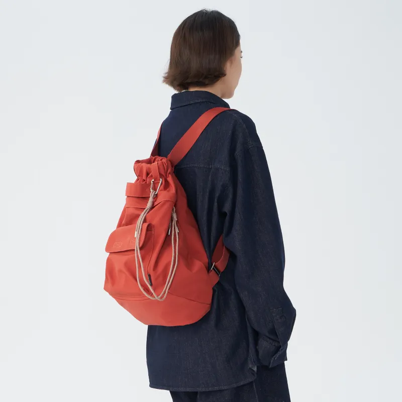 VAOPER Nylon Fabric Backpack Large Size Unisex Red/Khaki/Black-7