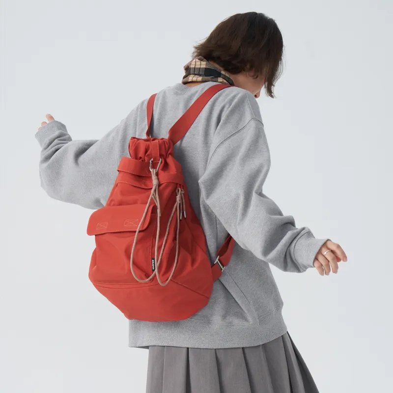 VAOPER Nylon Fabric Backpack Large Size Unisex Red/Khaki/Black-5