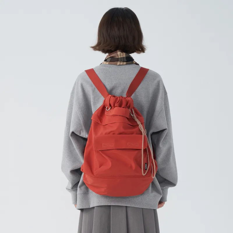 VAOPER Nylon Fabric Backpack Large Size Unisex Red/Khaki/Black-2