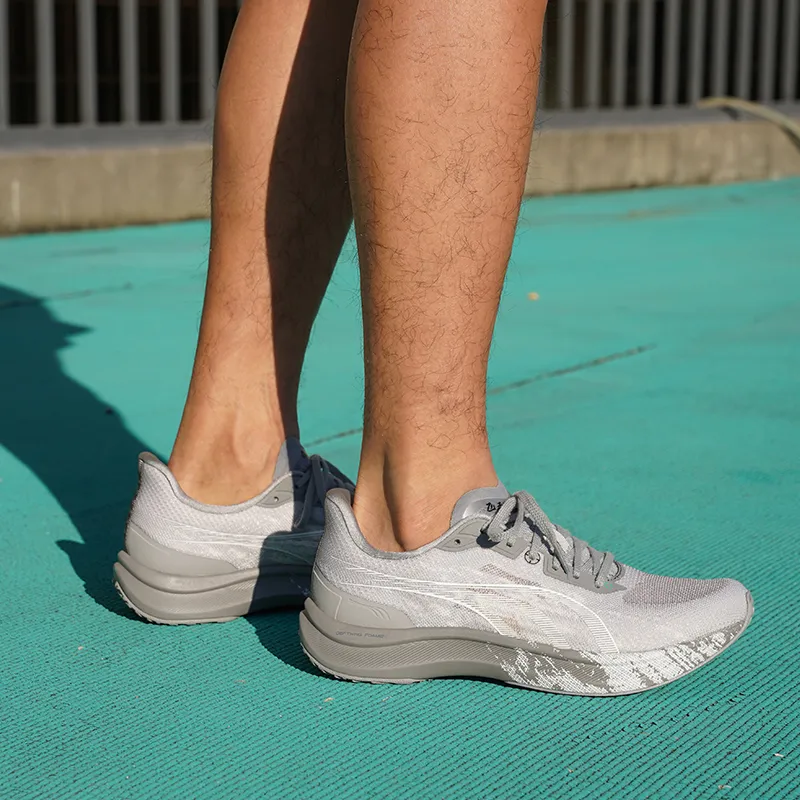 DO WIN Anti Slip And Wear Resistant Breathable Low Top Full Length Carbon Plate Running Shoes Unisex Gray White-4