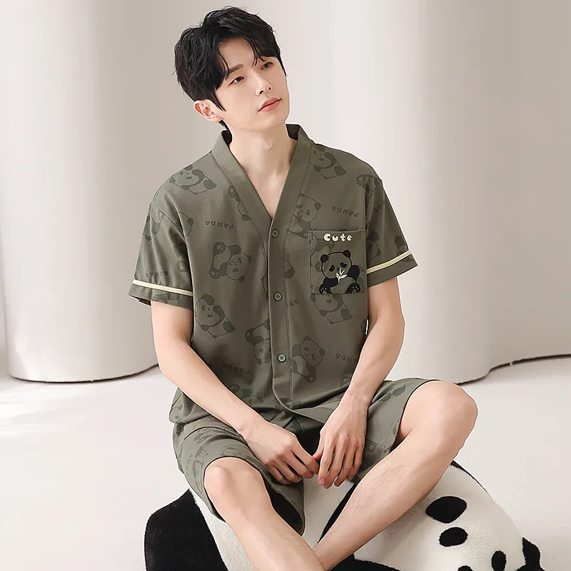 CHUDUAN Pajama Set Men's Army Green-1