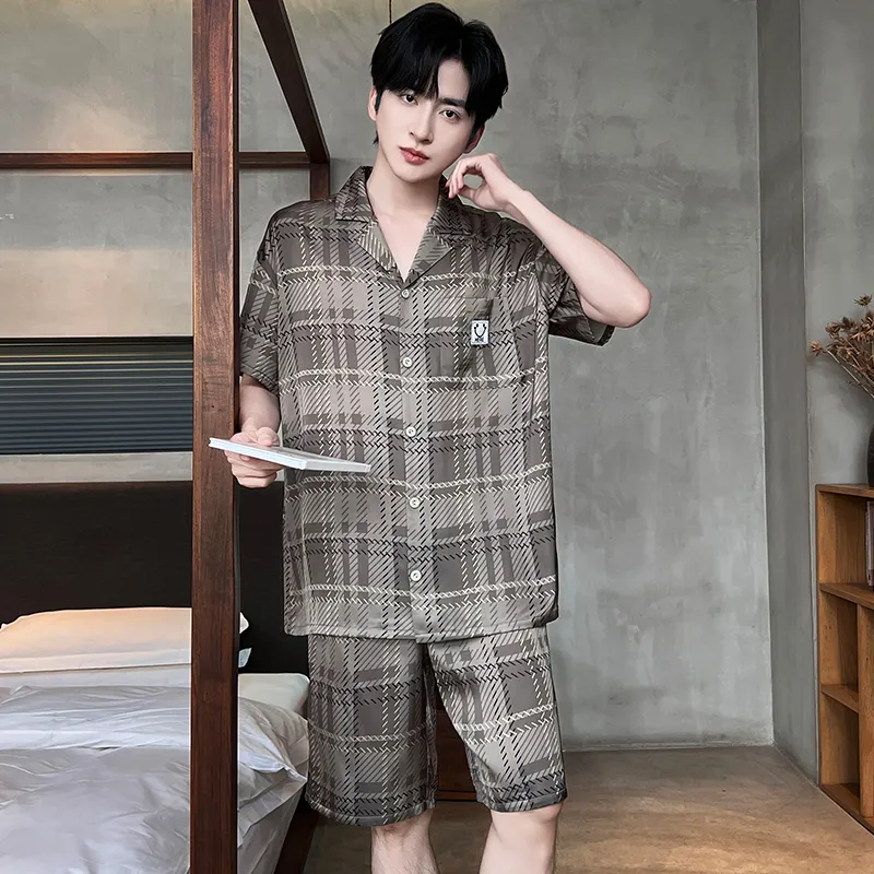CHUDUAN Pajama Set Men's Coffee-4