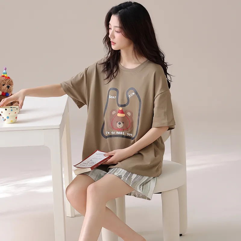 CHUDUAN Pajama Set Women's Brown-3