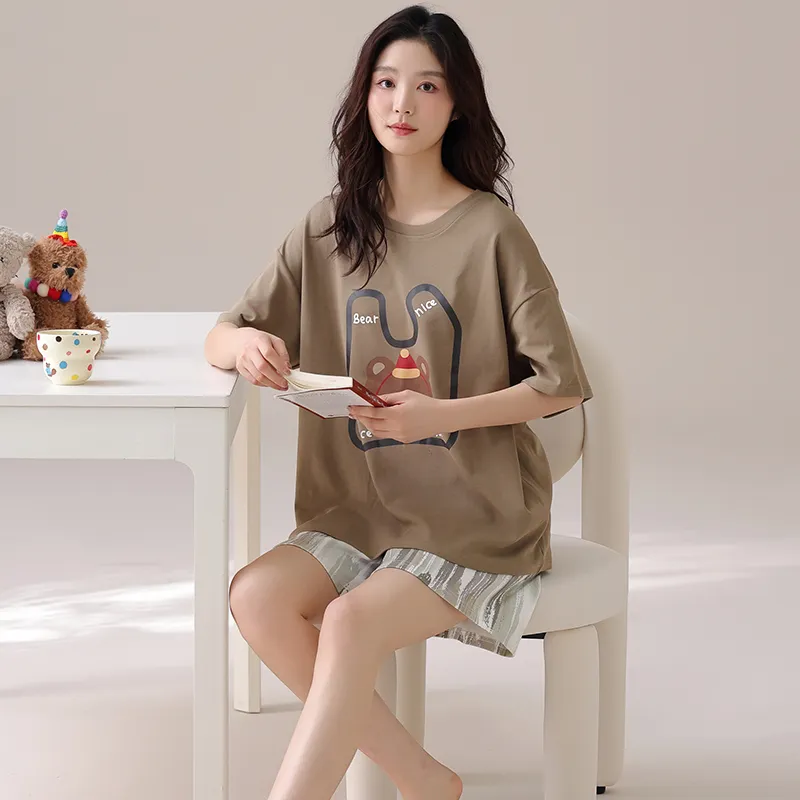 CHUDUAN Pajama Set Women's Brown-2