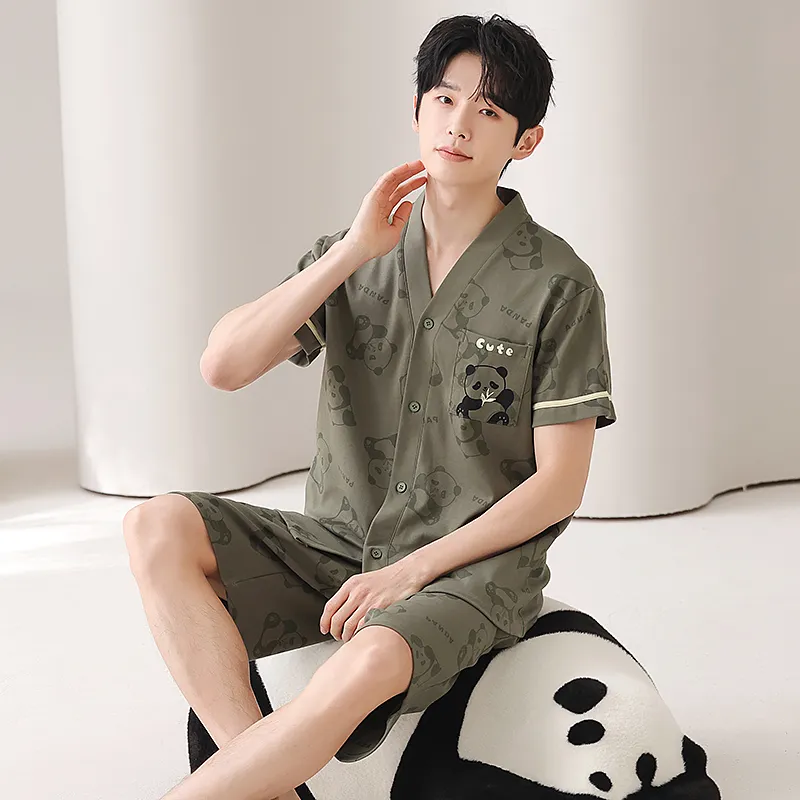 CHUDUAN Pajama Set Men's Army Green-4