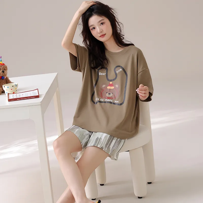 CHUDUAN Pajama Set Women's Brown-4