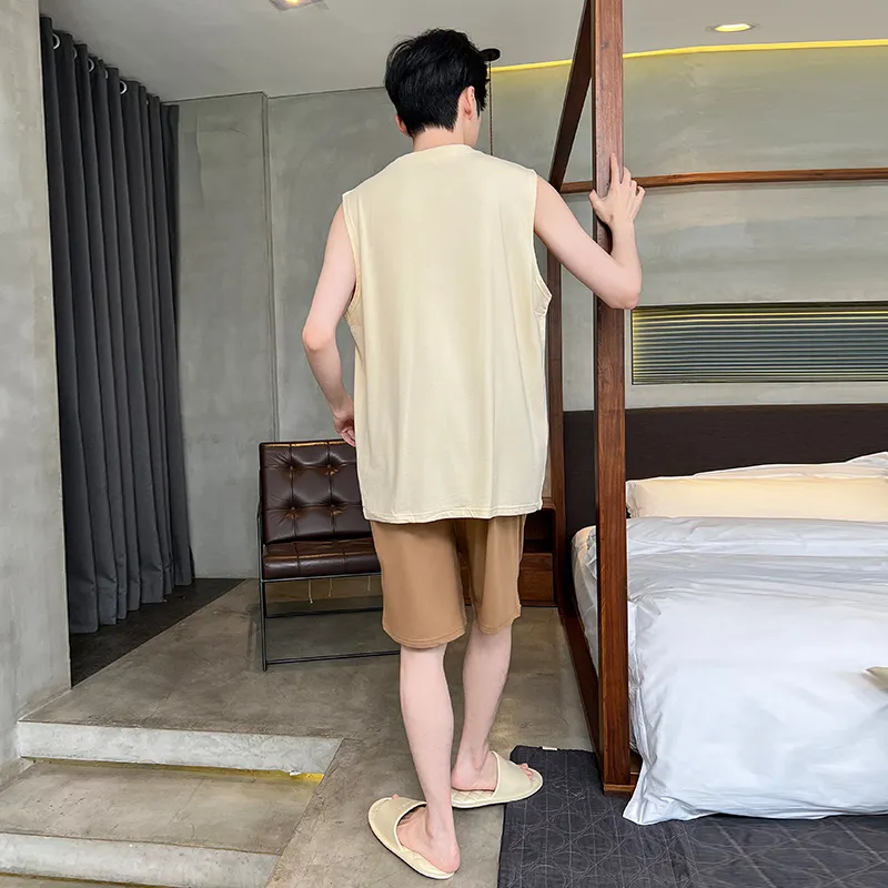 CHUDUAN Pajama Set Men's Tea Brown-1
