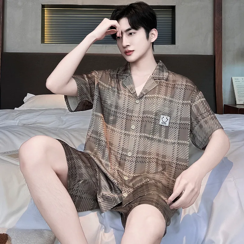CHUDUAN Pajama Set Men's Coffee-3