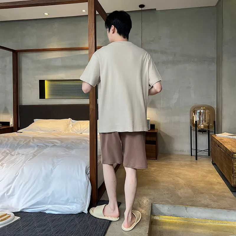 CHUDUAN Pajama Set Men's Light Brown-1