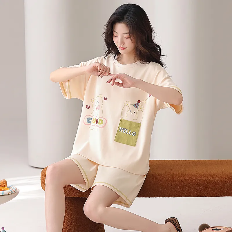 CHUDUAN Pajama Set Women's Apricot-5