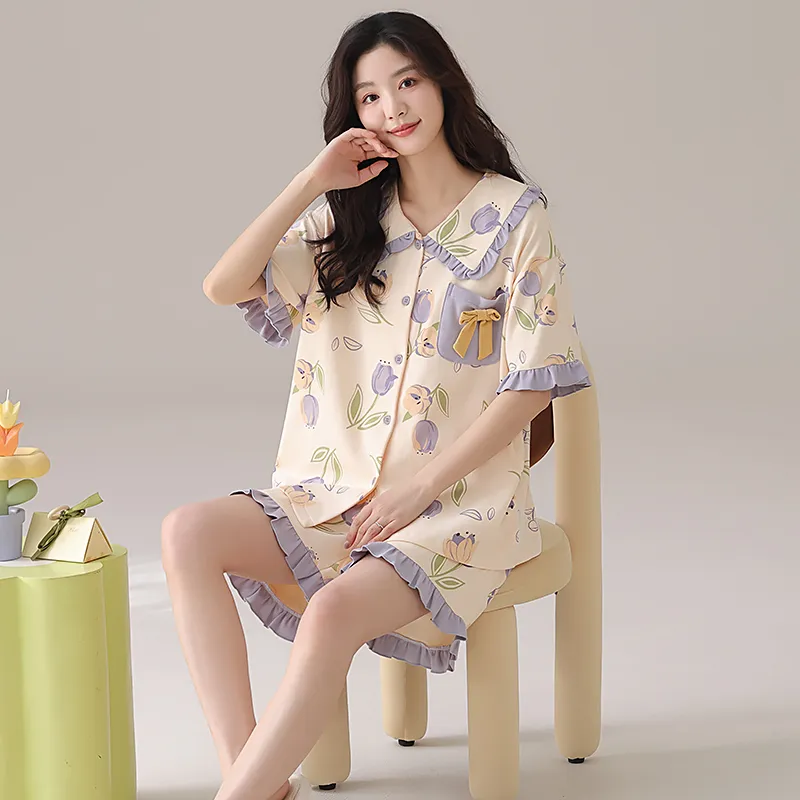 CHUDUAN Pajama Set Women's Apricot-3