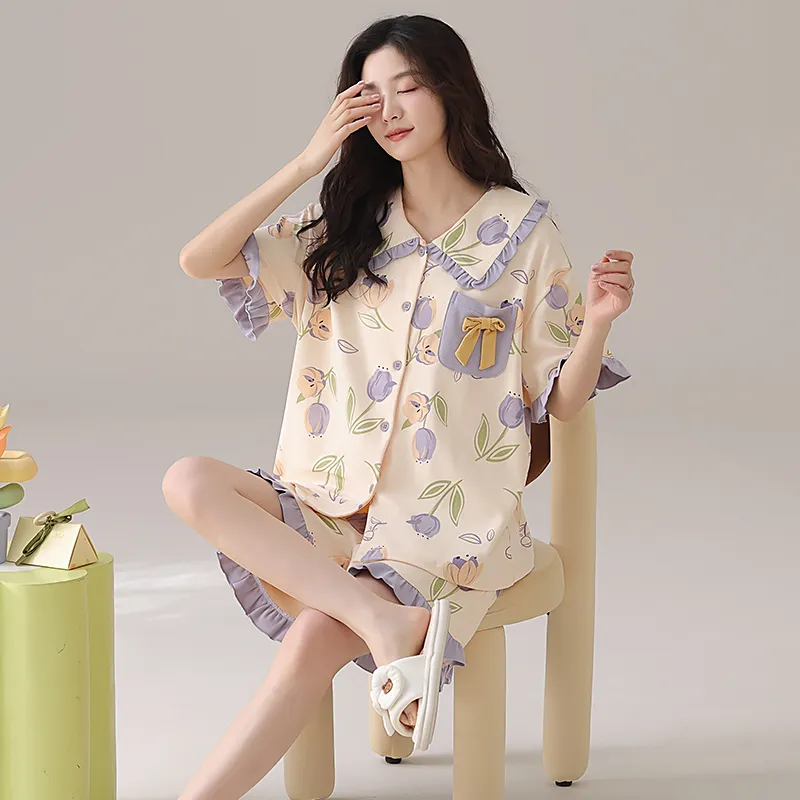 CHUDUAN Pajama Set Women's Apricot-1