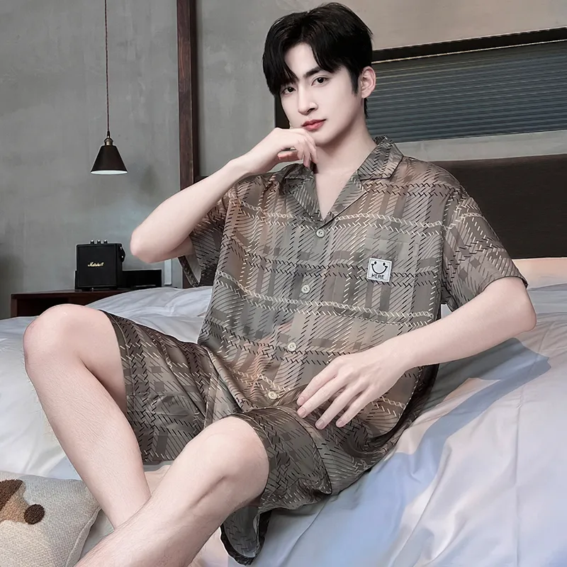 CHUDUAN Pajama Set Men's Coffee-2