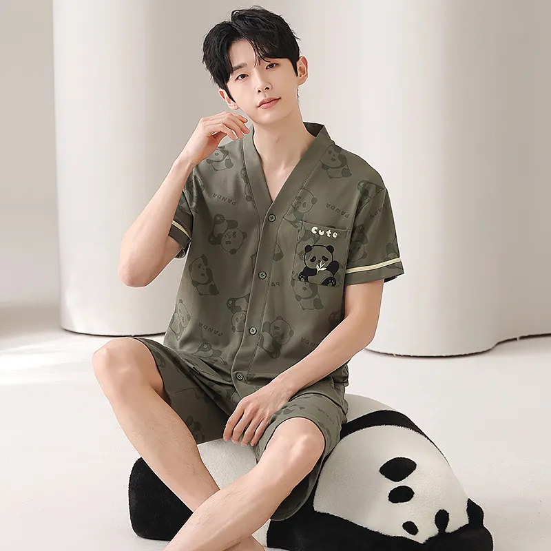 CHUDUAN Pajama Set Men's Army Green-3