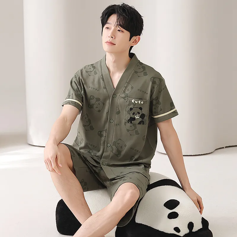 CHUDUAN Pajama Set Men's Army Green-2