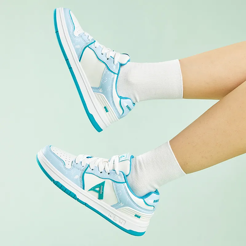 A1 Blue And White Porcelain Coverage Abrasion Resistant Height Increasing Low Top Skateboard Shoes Unisex-6