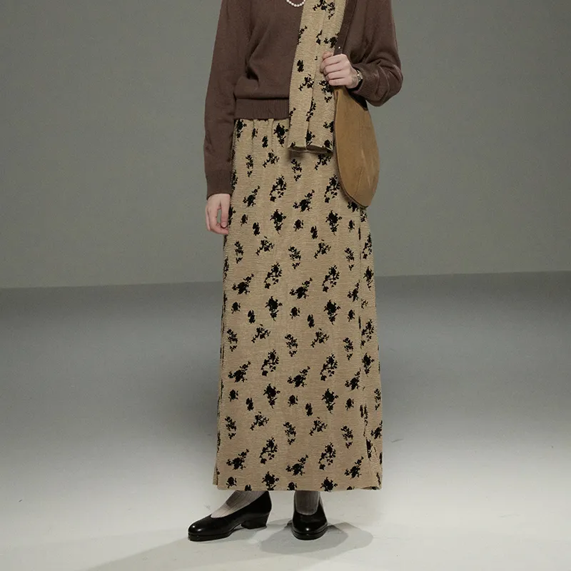 CYCLE DOCUMENT Casual Long Skirts Women's Brown Print-2
