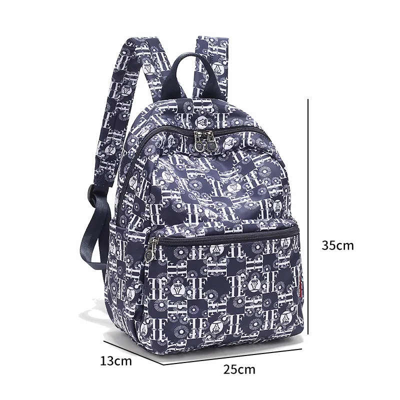 FIDO DIDO Oxford Backpack Medium Size Women's Ecru/Blue-5