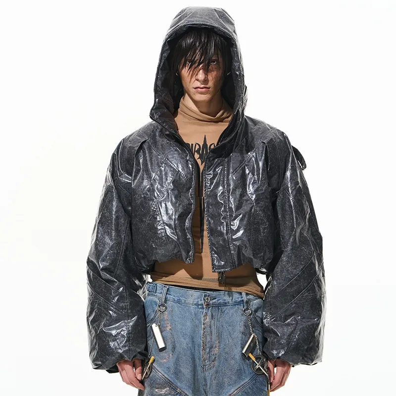 BLINDNOPLAN Puffer Jacket Unisex Distressed Grey-4
