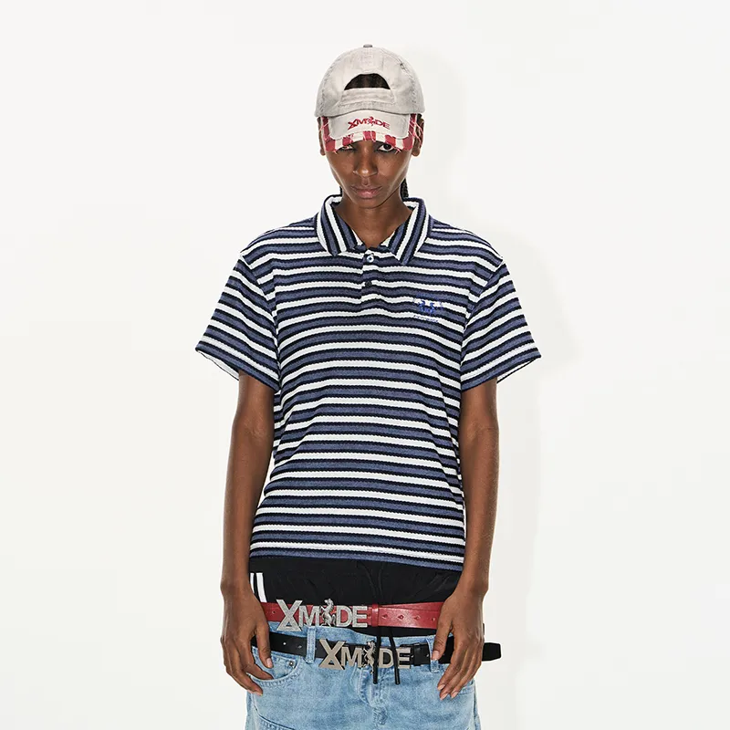 BLINDNOPLAN Polo Shirt Unisex Blue Stripes-5