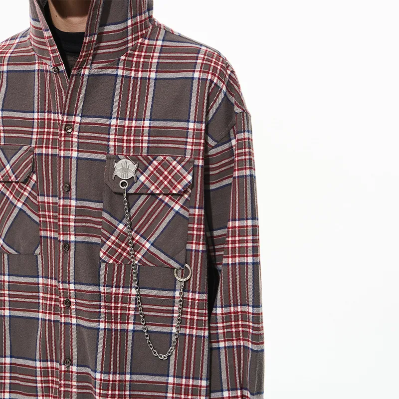BLIND402 Shirts Unisex Red Gray Plaid-3