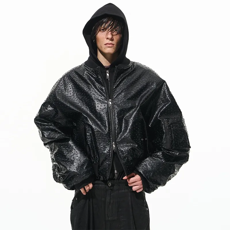 BLINDNOPLAN Hoodie Leather Puffer Jacket Coat Unisex-3