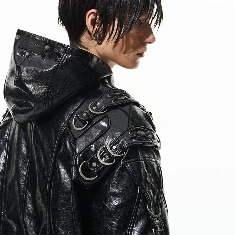 BLINDNOPLAN Textured Leather Puffer Jacket Unisex-5