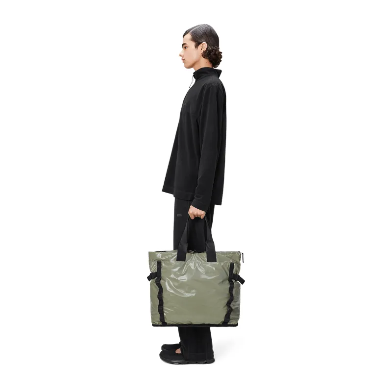 Rains Polyester Totes Handbags Regular Unisex Black/Mist Gray-3