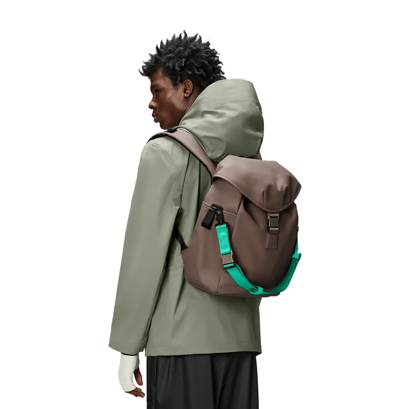 Rains Polyester Backpack Unisex Black/Rose Brown/Soft Light Yellow-10