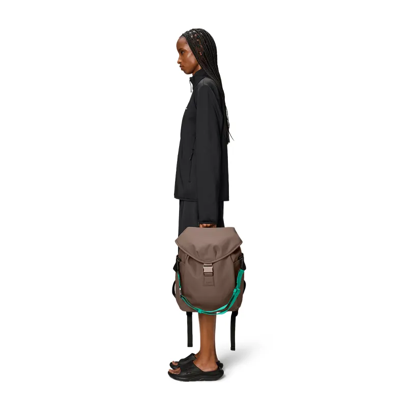 Rains Polyester Backpack Unisex Black/Rose Brown/Soft Light Yellow-12