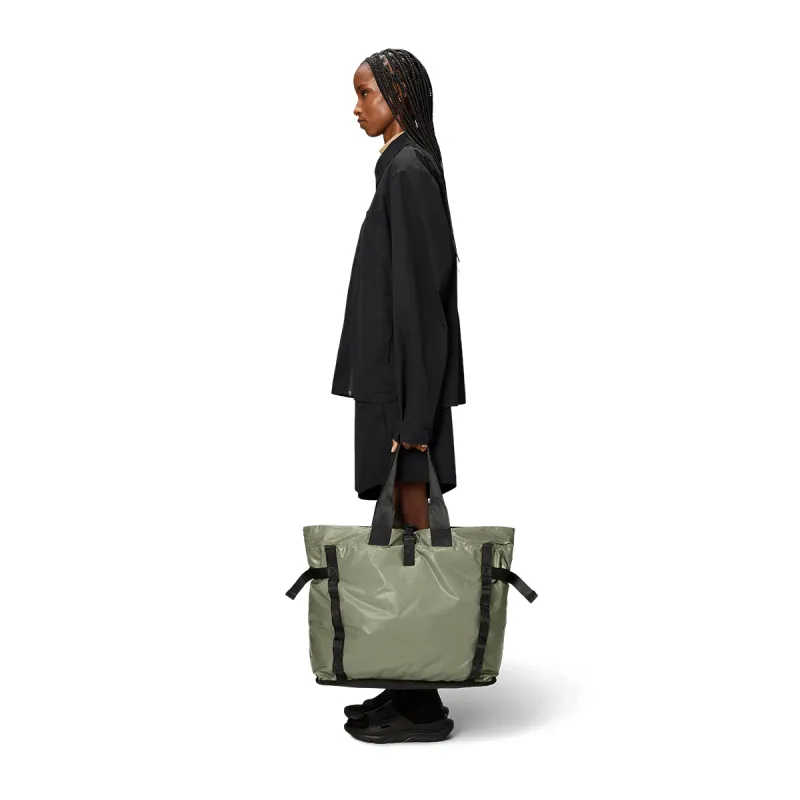Rains Polyester Totes Handbags Regular Unisex Black/Mist Gray-2