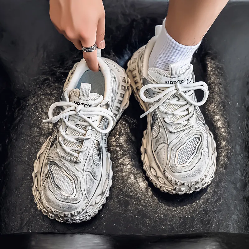 BAKE Shock Absorbers With Slip Resistant And Abrasion Resistant Properties Low Top Chunky Sneakers Men's-3