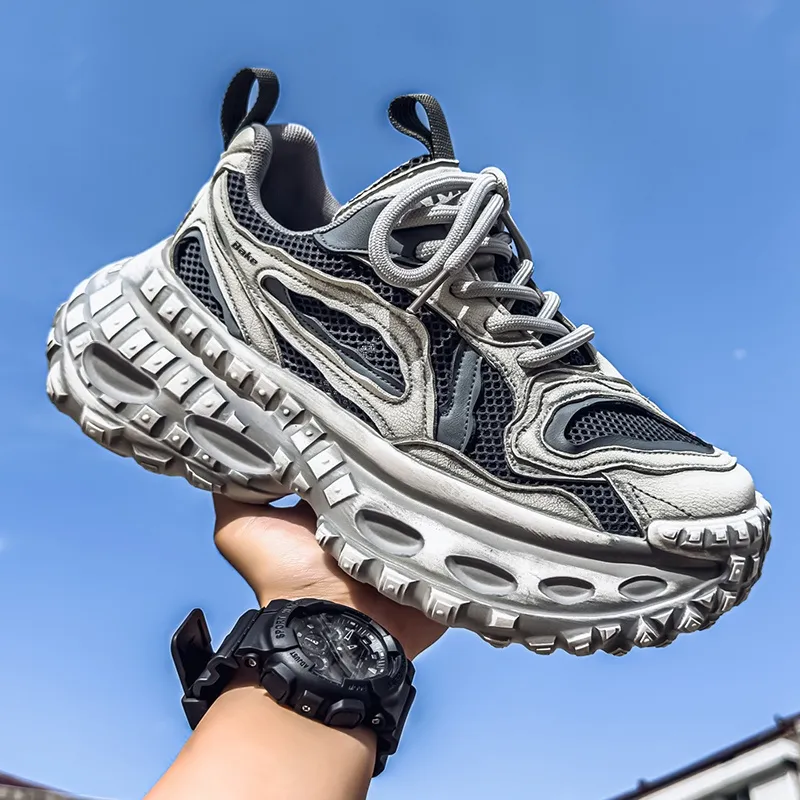 BAKE Shock Absorbers With Slip Resistant And Abrasion Resistant Properties Low Top Chunky Sneakers Men's-6