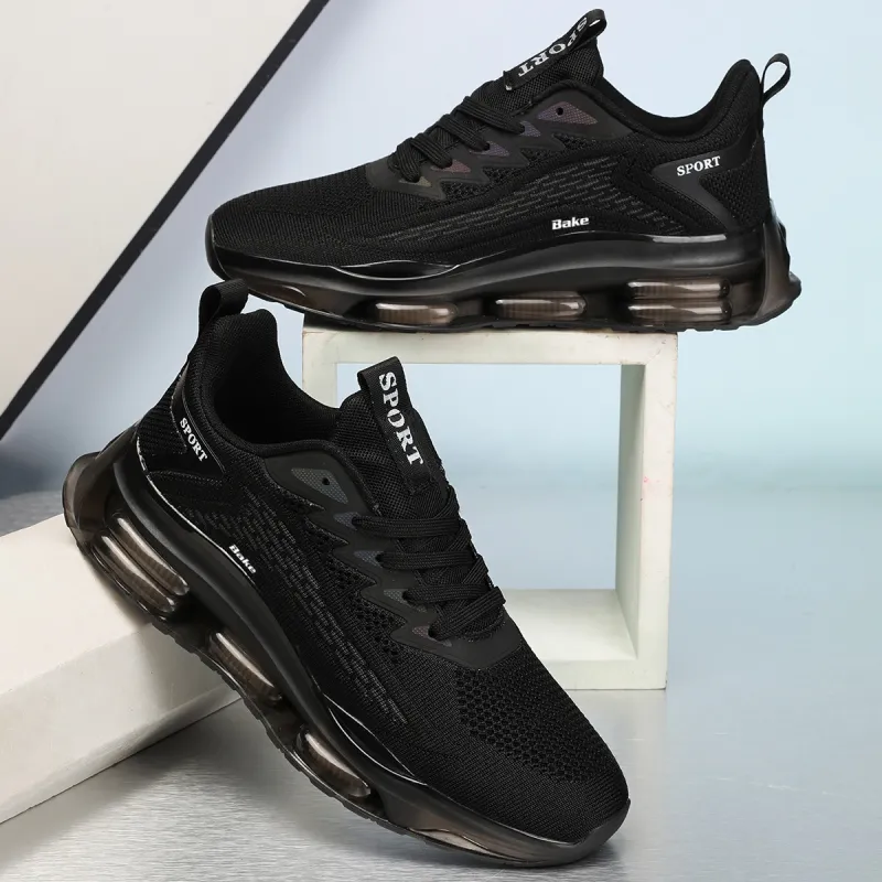 BAKE Shock Absorbers Slip Resistant Breathable Low Top Casual Shoes Men's Black-2