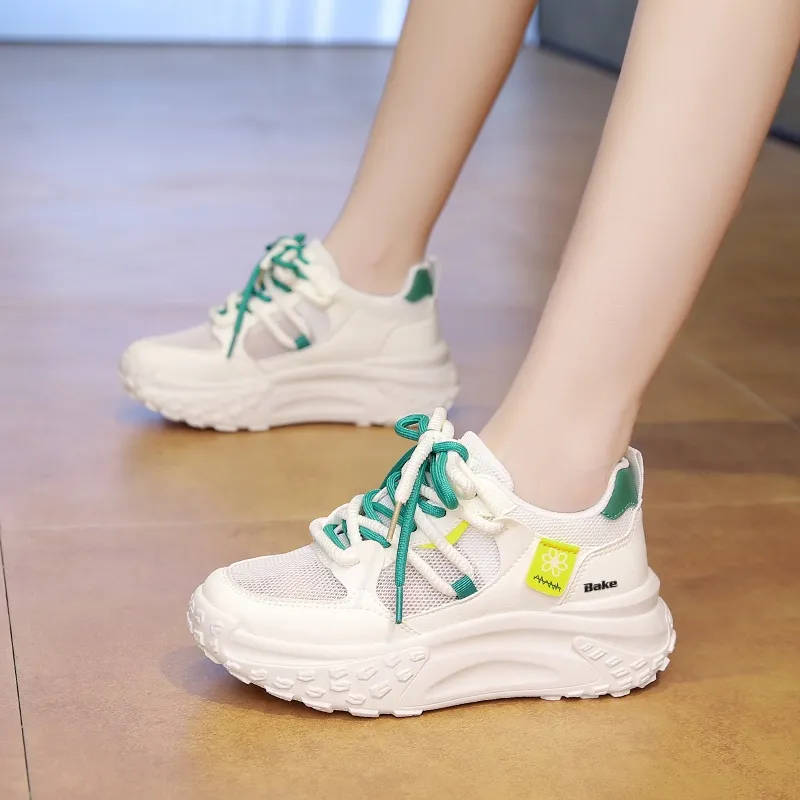 BAKE Abrasion Resistant, Breathable, Lightweight Low Top Chunky Sneakers Women's-7