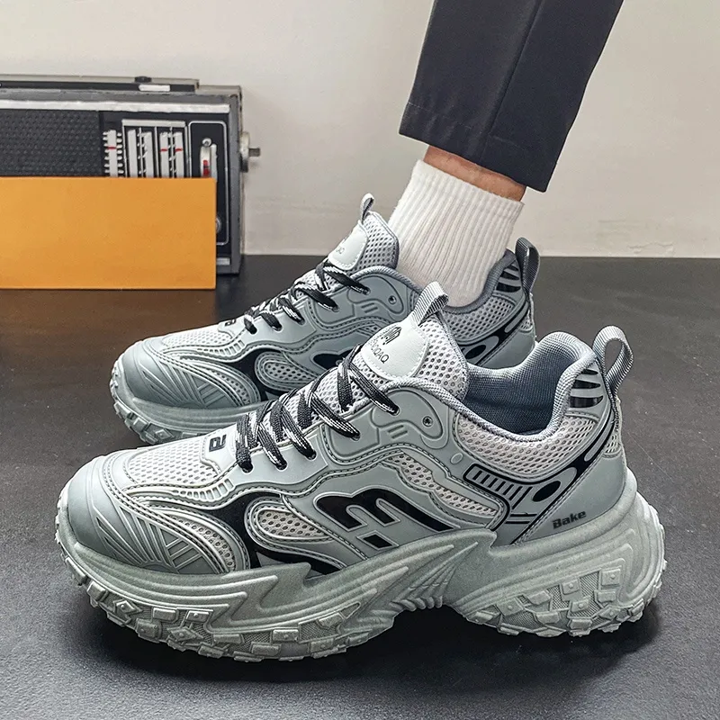 BAKE Shock Absorbers With Slip Resistant And Abrasion Resistant Properties Low Top Chunky Sneakers Men's-12