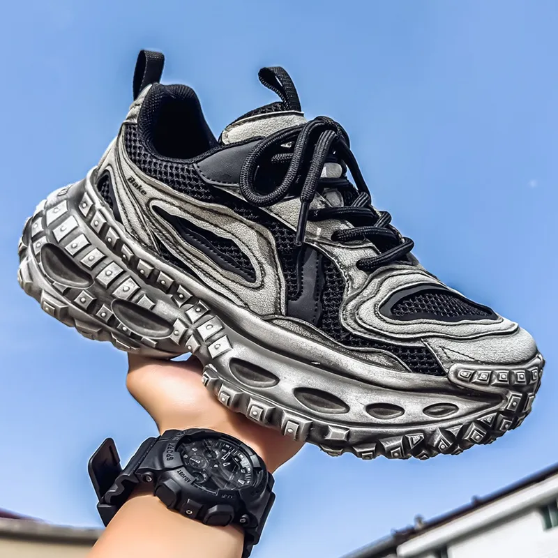 BAKE Shock Absorbers With Slip Resistant And Abrasion Resistant Properties Low Top Chunky Sneakers Men's-9